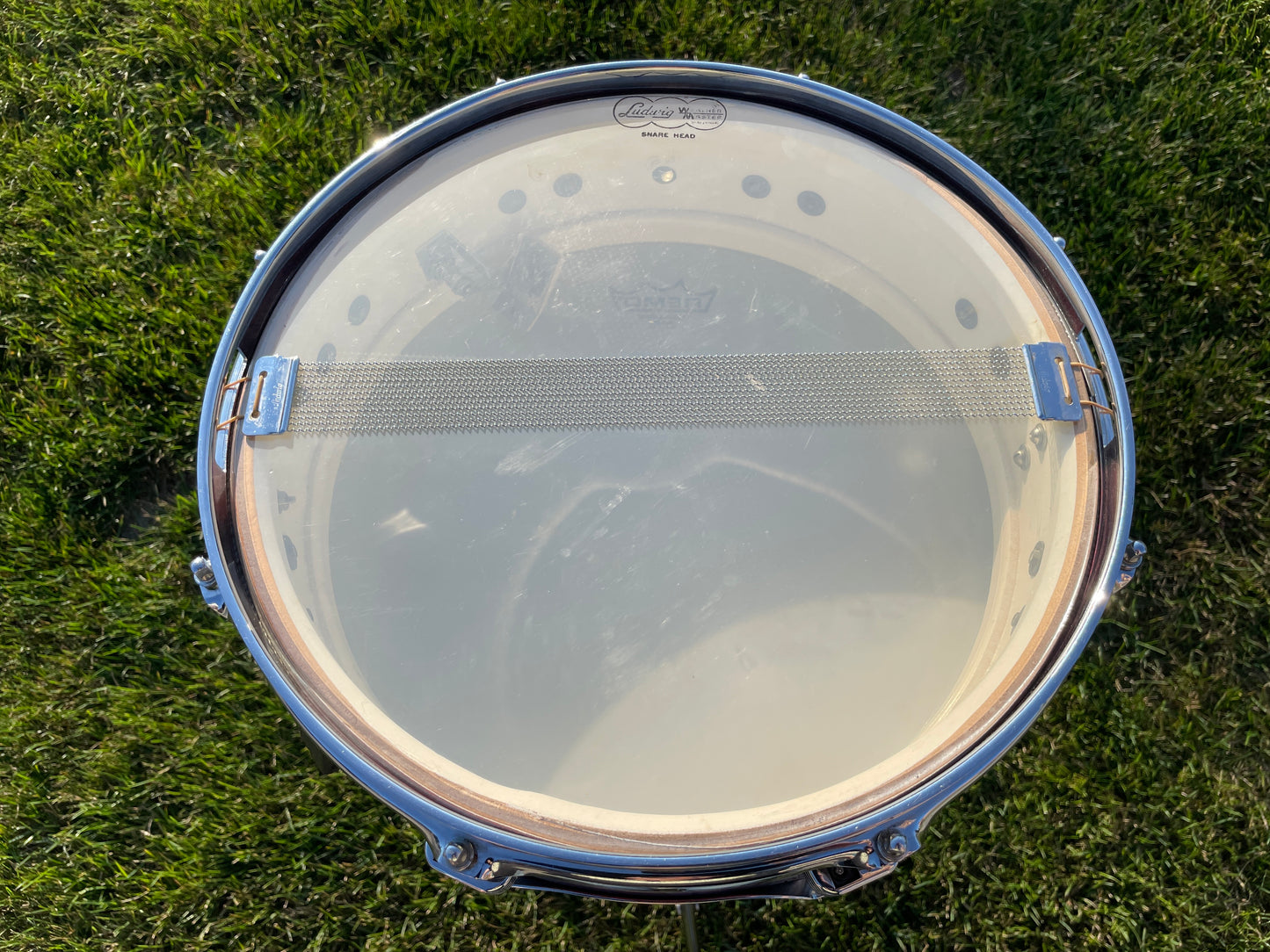 1965 Ludwig Downbeat 4x14 Snare Drum Red Sparkle