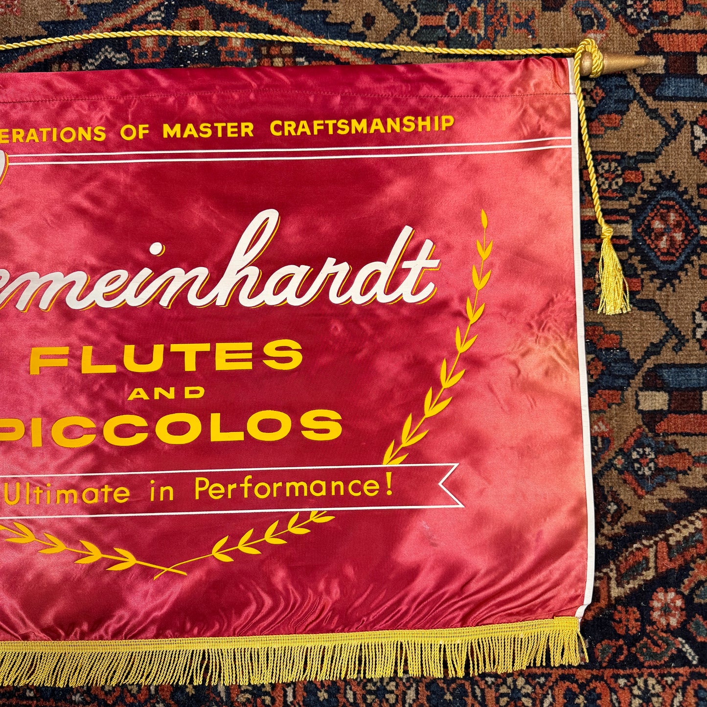 Gemeinhardt Flutes & Piccolos 28" x 17" Cloth Banner Red and Gold