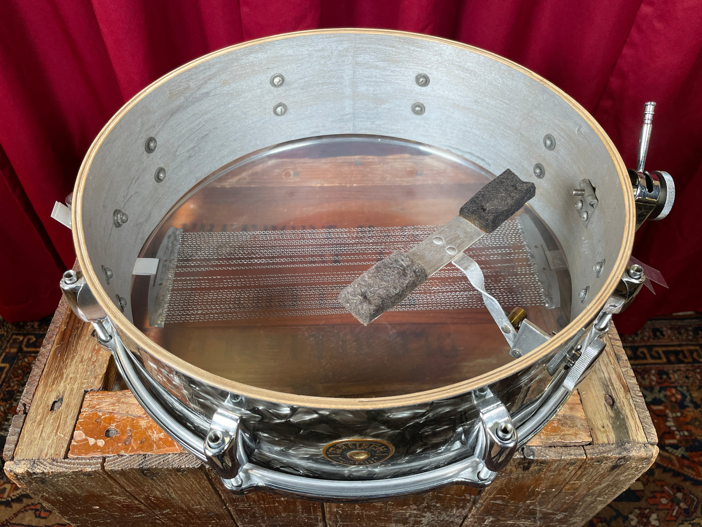 1960s Gretsch 4x14 Progressive Jazz X4175 Snare Drum Black Diamond Pearl