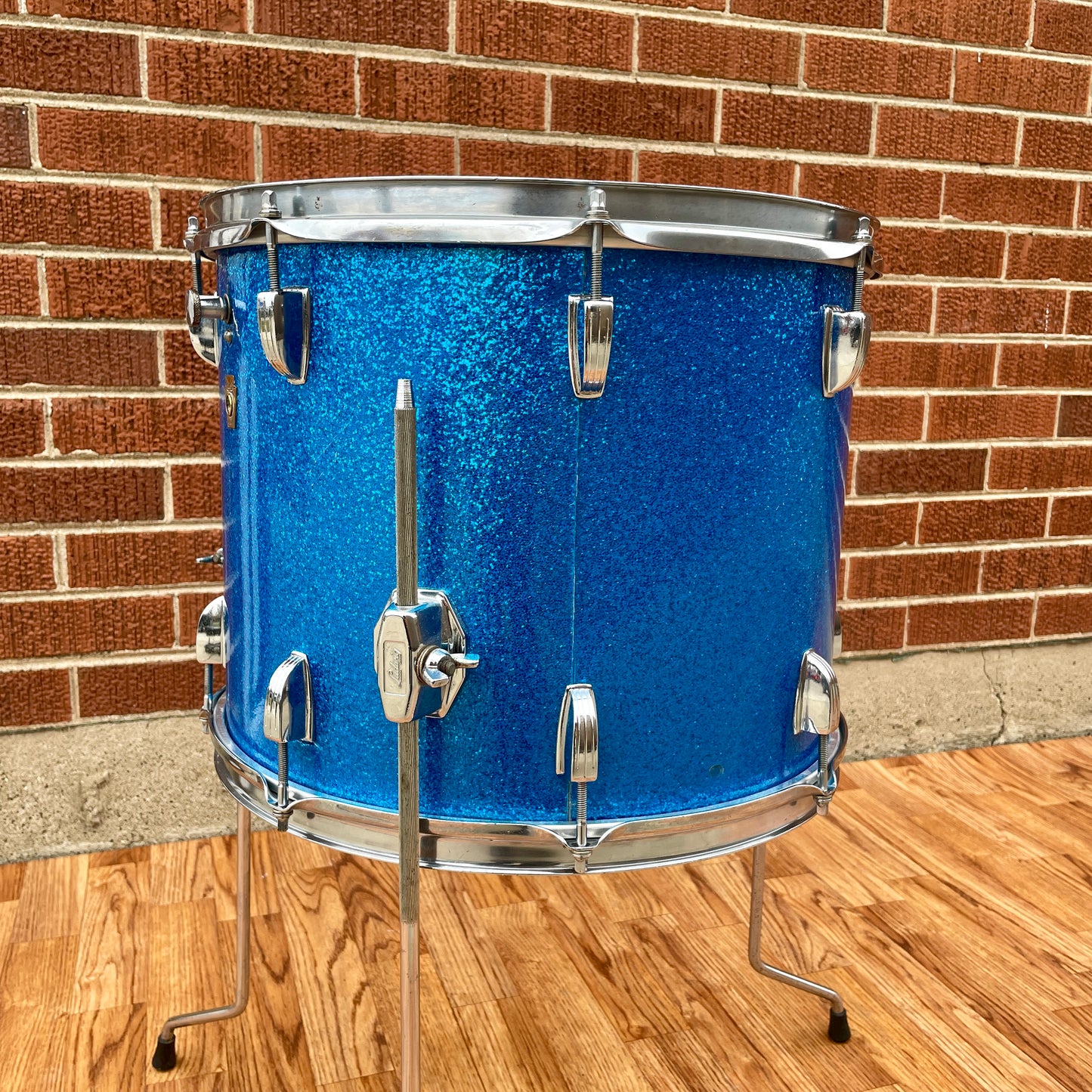 1960s Ludwig 12x15 Floor Tom Tenor Drum Conversion Blue Sparkle Pre-Serial