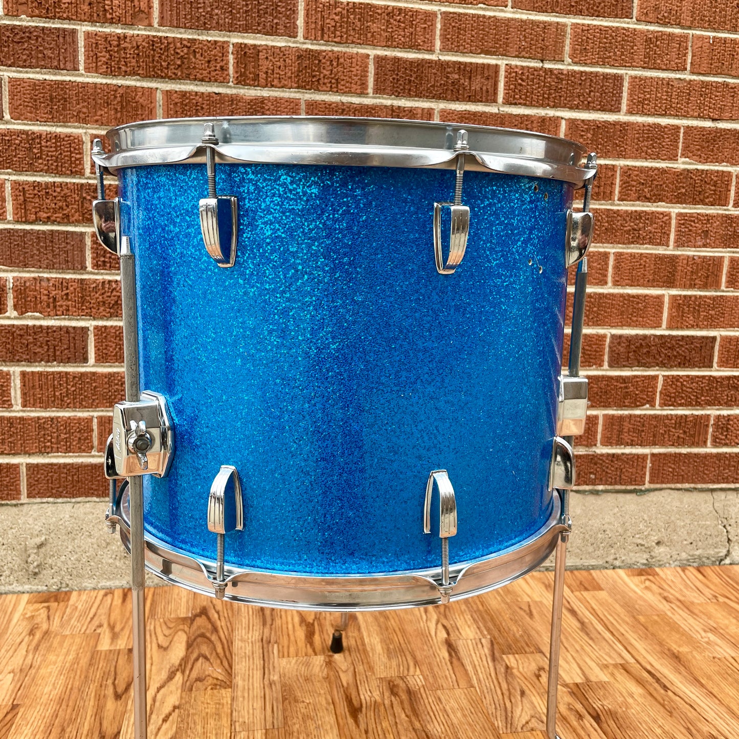 1960s Ludwig 12x15 Floor Tom Tenor Drum Conversion Blue Sparkle Pre-Serial