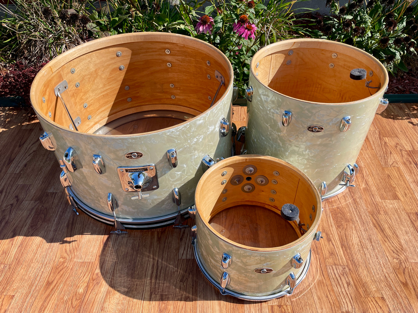 1970s Slingerland Buddy Rich Deluxe Outfit Drum Set White Marine Pearl 24/13/16