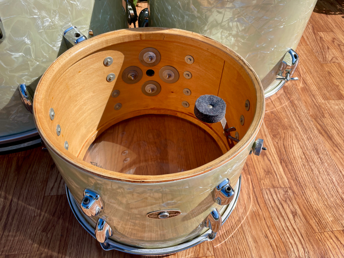 1970s Slingerland Buddy Rich Deluxe Outfit Drum Set White Marine Pearl 24/13/16