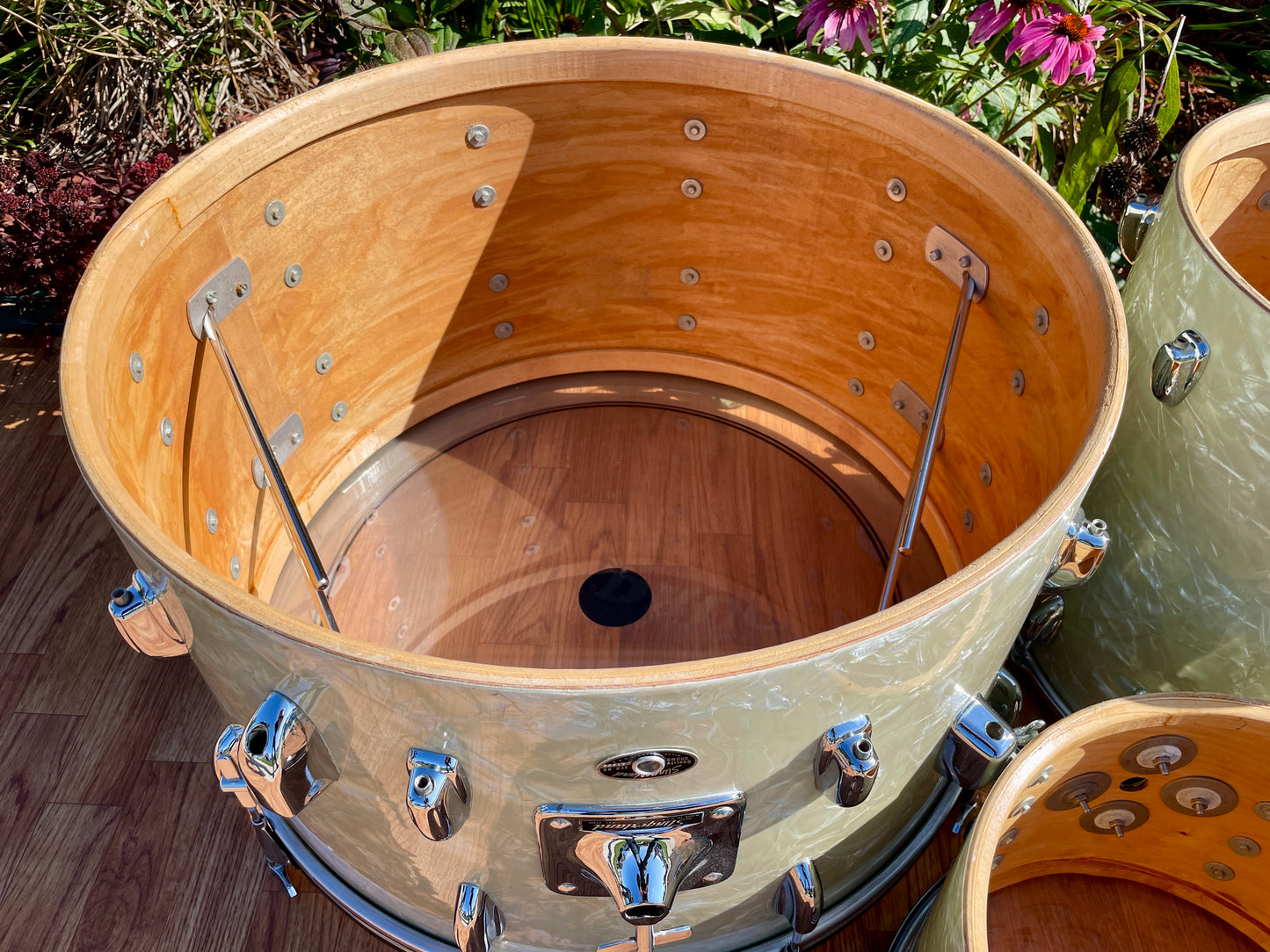 1970s Slingerland Buddy Rich Deluxe Outfit Drum Set White Marine Pearl 24/13/16