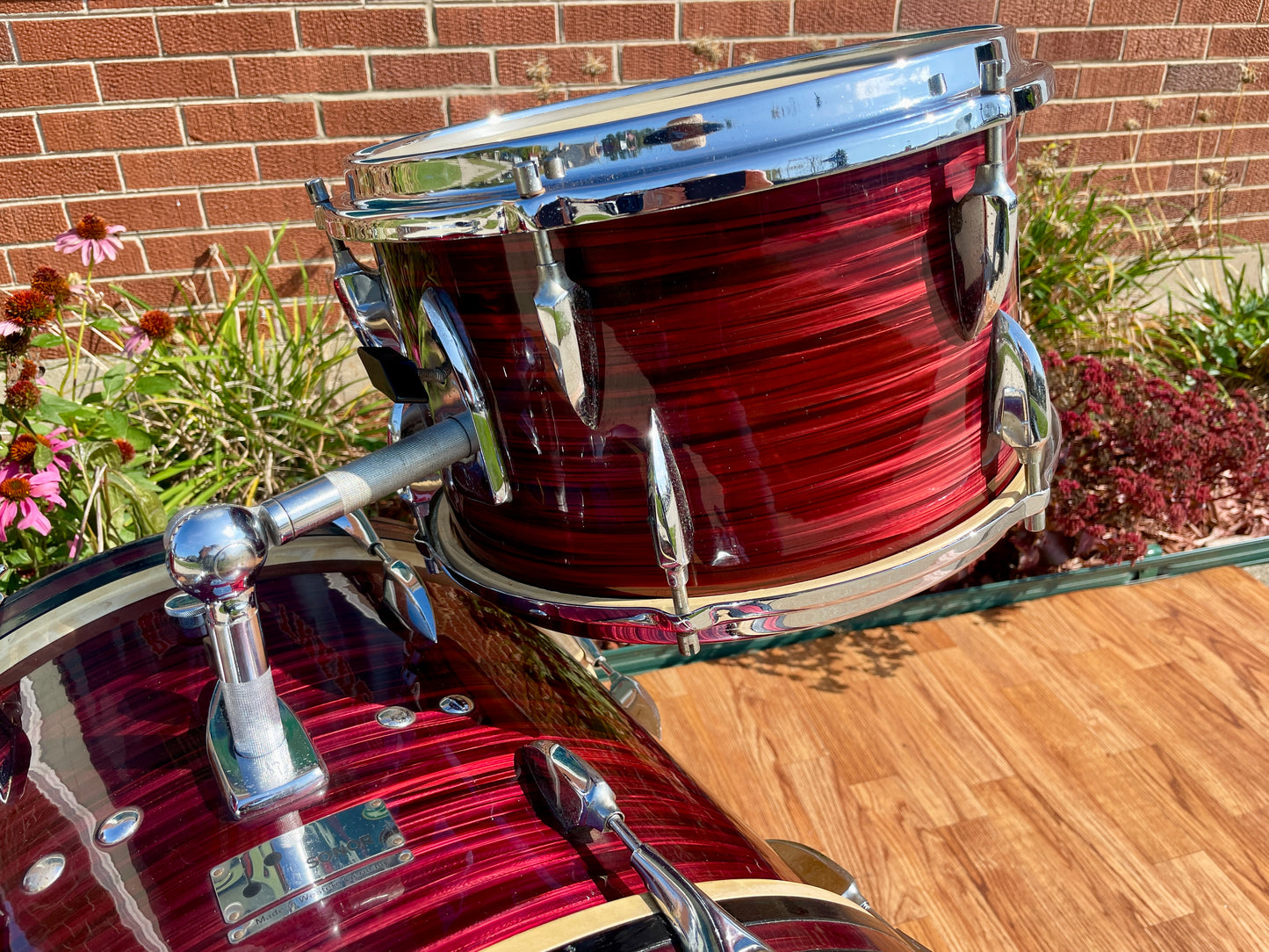 1960s Sonor Teardrop Chicago Star Drum Set Red Marble 20/13/16