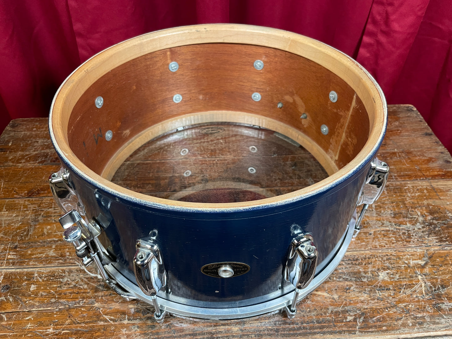 1960s Slingerland 7x14 Student Model No. 157 Snare Drum Blue Lacquer