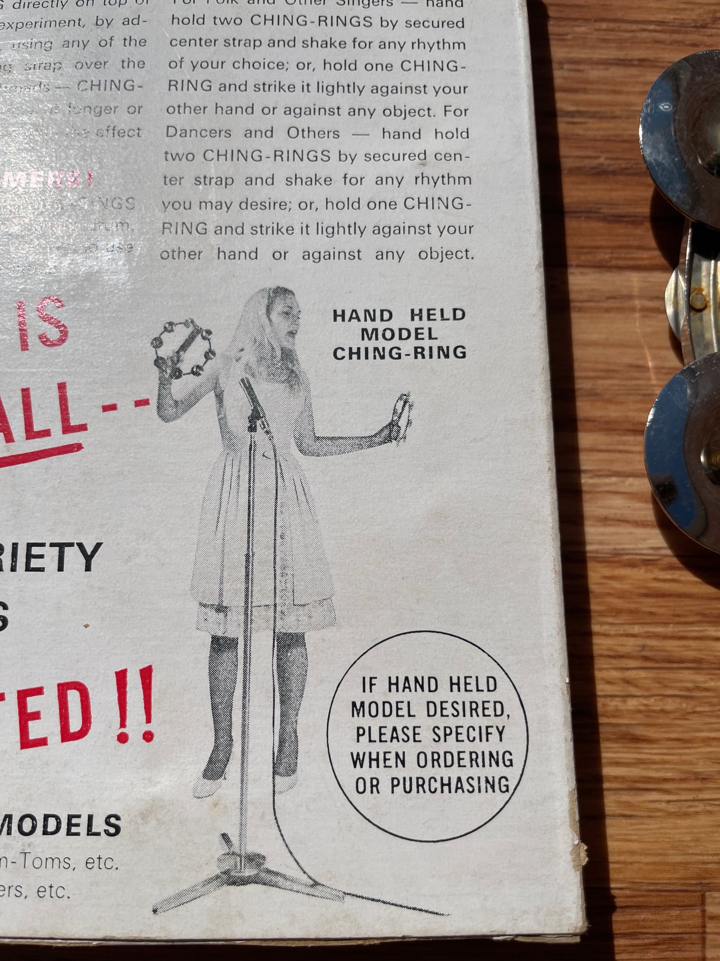 NOS Vintage Original Ralph Kester Ching Ring Hi-Hat Tambourine John Bonham