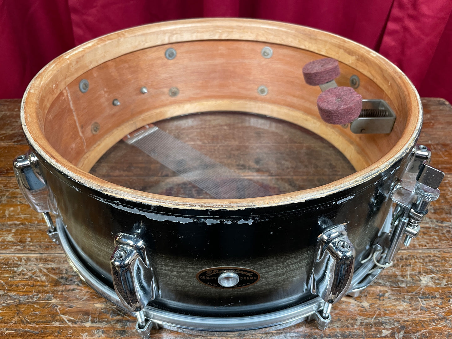 1960s Slingerland 5.5x14 Student Model No. 151 Snare Drum Black/Silver Duco