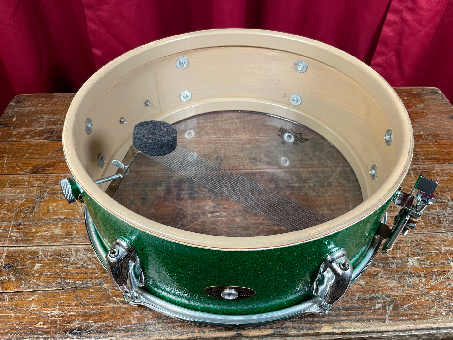 1960s Slingerland 5.5x14 Deluxe Student Model No. 161 Snare Drum Green Sparkle