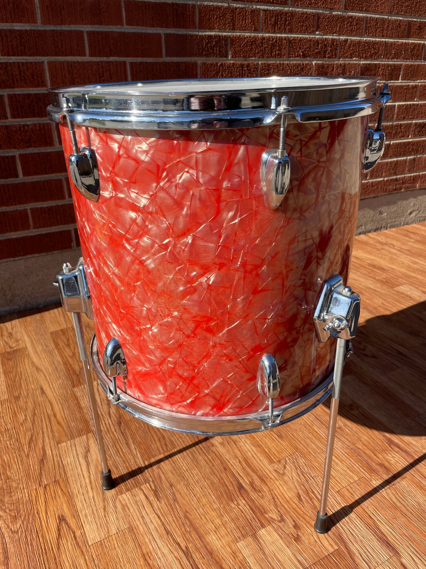 1960s Pearl 14x14 Floor Tom Drum Sun Set MIJ Pink Sunset Rose Pearl