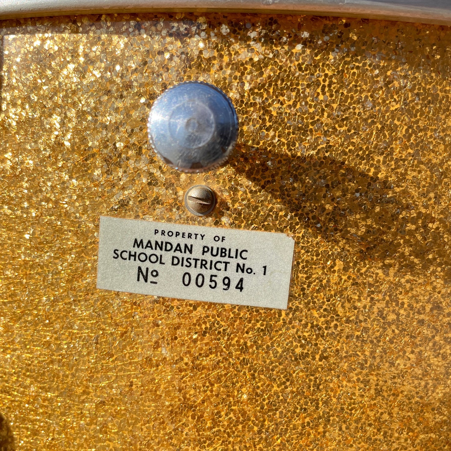 1950s Ludwig Trans Badge 12x17 Tenor Converted Bass Drum Gold Sparkle