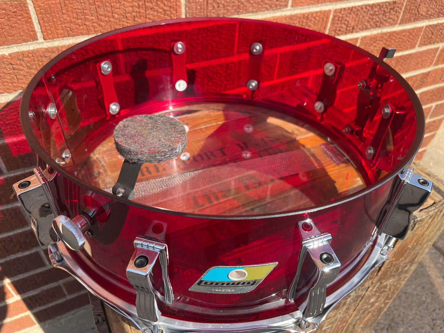 1970s Ludwig Red Vistalite 5x14 Snare Drum 10-Lug