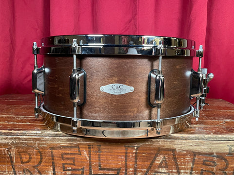 C&C 6x13 Player Date II Snare Drum w/ Trick GS007 Throw Off Brown Mahogany Stain 13x6