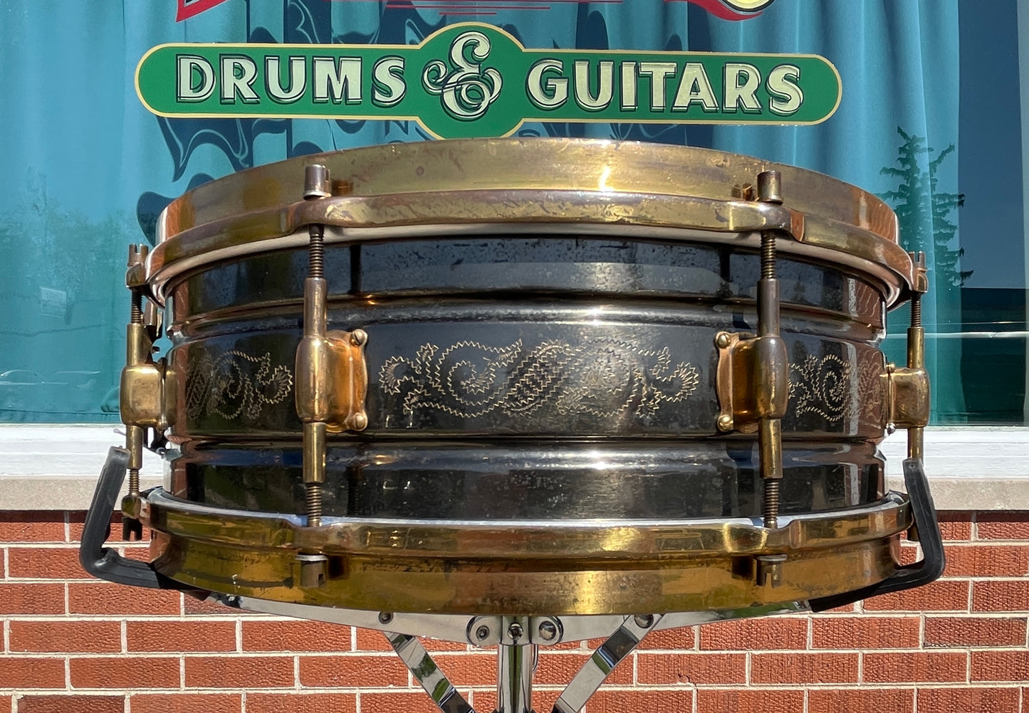 1920s Leedy 5x14 Engraved Black Elite Snare Drum