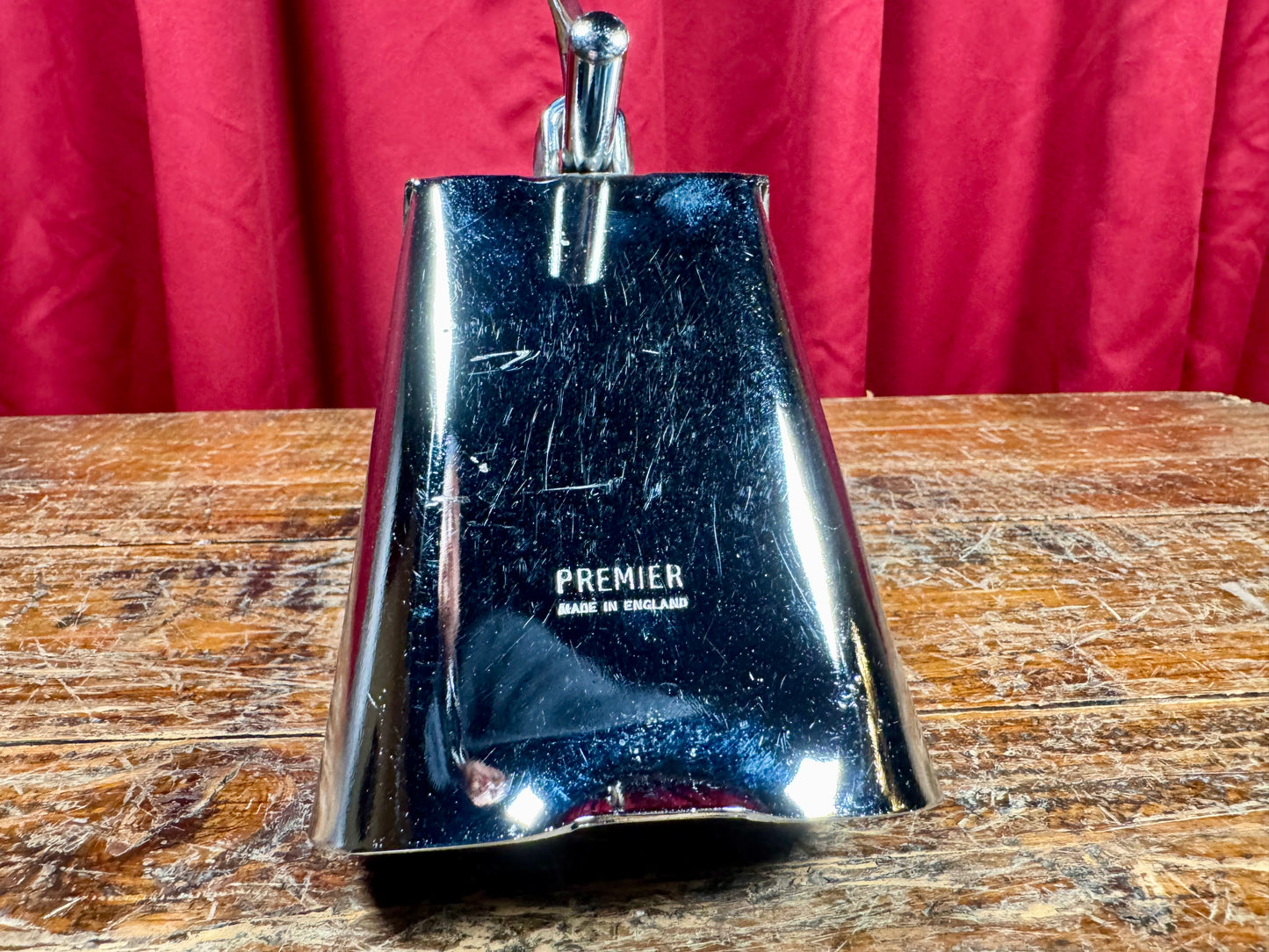 1960s Premier Cow Bell w/ Bass Drum Hoop Mount Holder