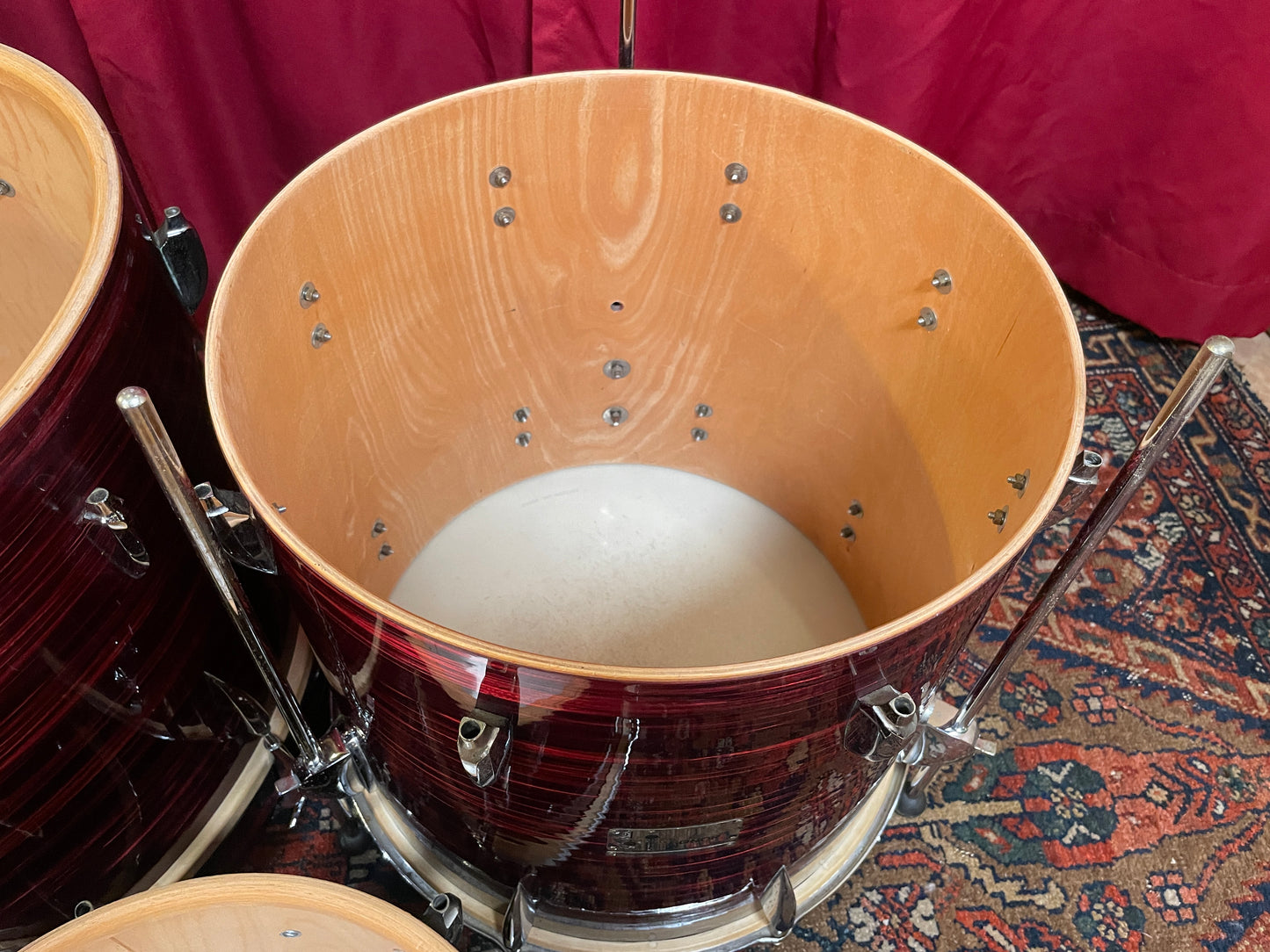 1960s Sonor Teardrop Chicago Star Drum Set Red Marble 20/13/16
