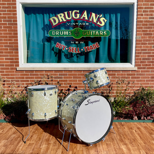 1970s Slingerland Buddy Rich Deluxe Outfit Drum Set White Marine Pearl 24/13/16