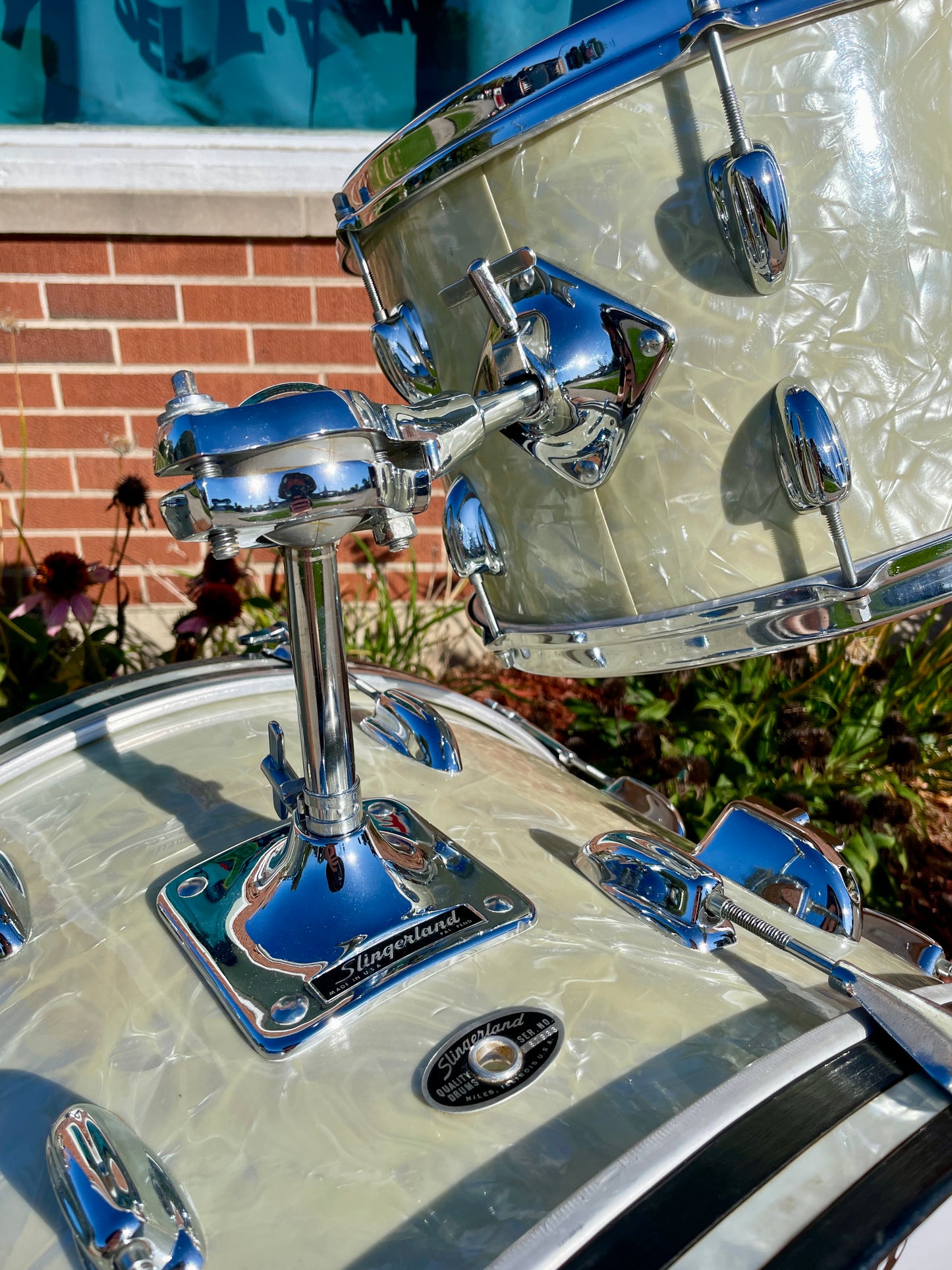 1970s Slingerland Buddy Rich Deluxe Outfit Drum Set White Marine Pearl 24/13/16