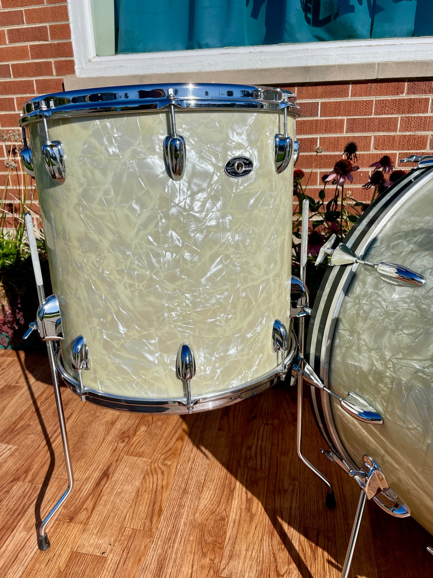 1970s Slingerland Buddy Rich Deluxe Outfit Drum Set White Marine Pearl 24/13/16