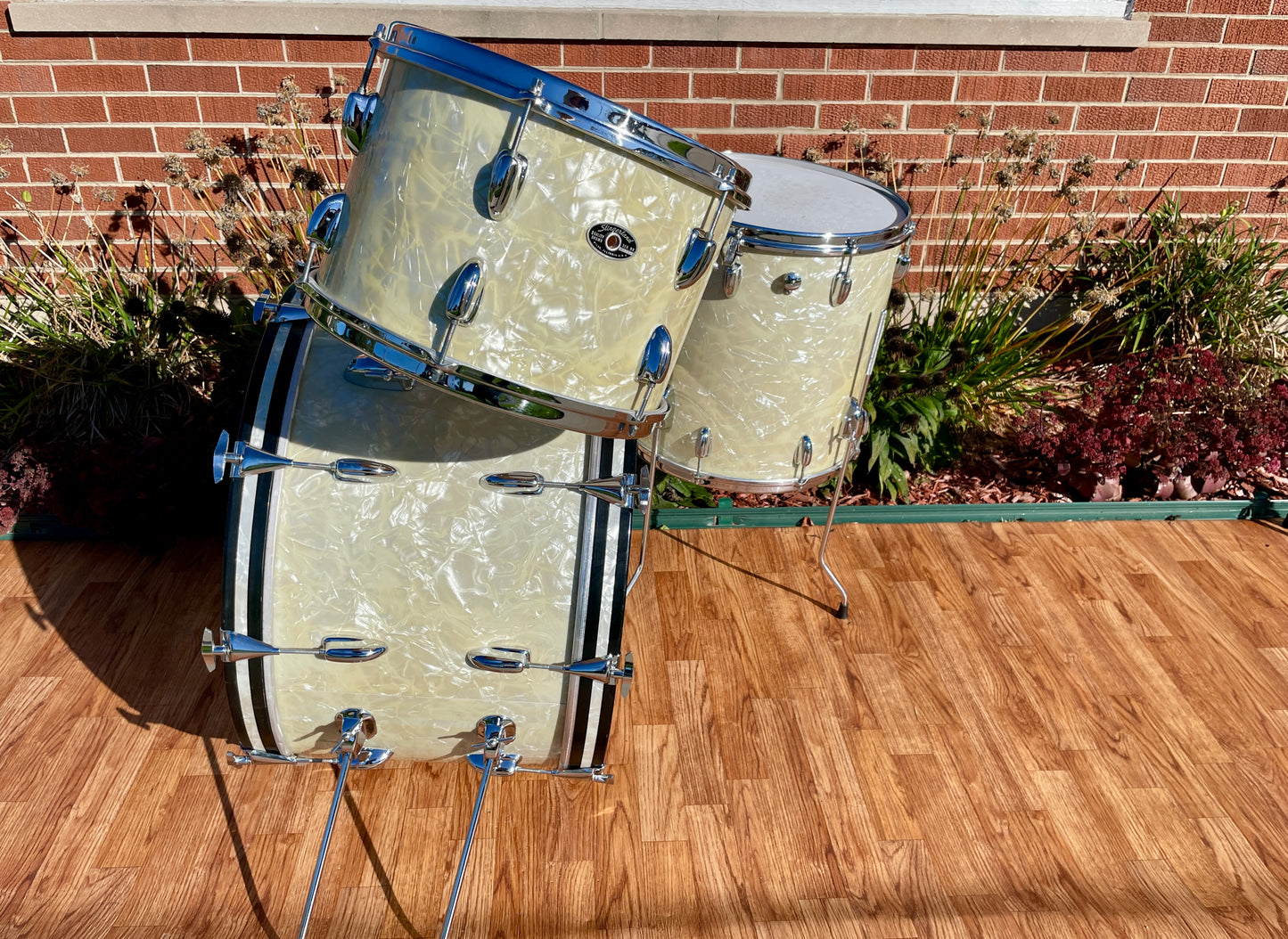 1970s Slingerland Buddy Rich Deluxe Outfit Drum Set White Marine Pearl 24/13/16