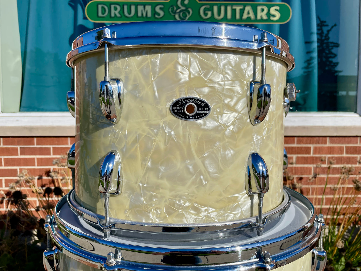 1970s Slingerland Buddy Rich Deluxe Outfit Drum Set White Marine Pearl 24/13/16