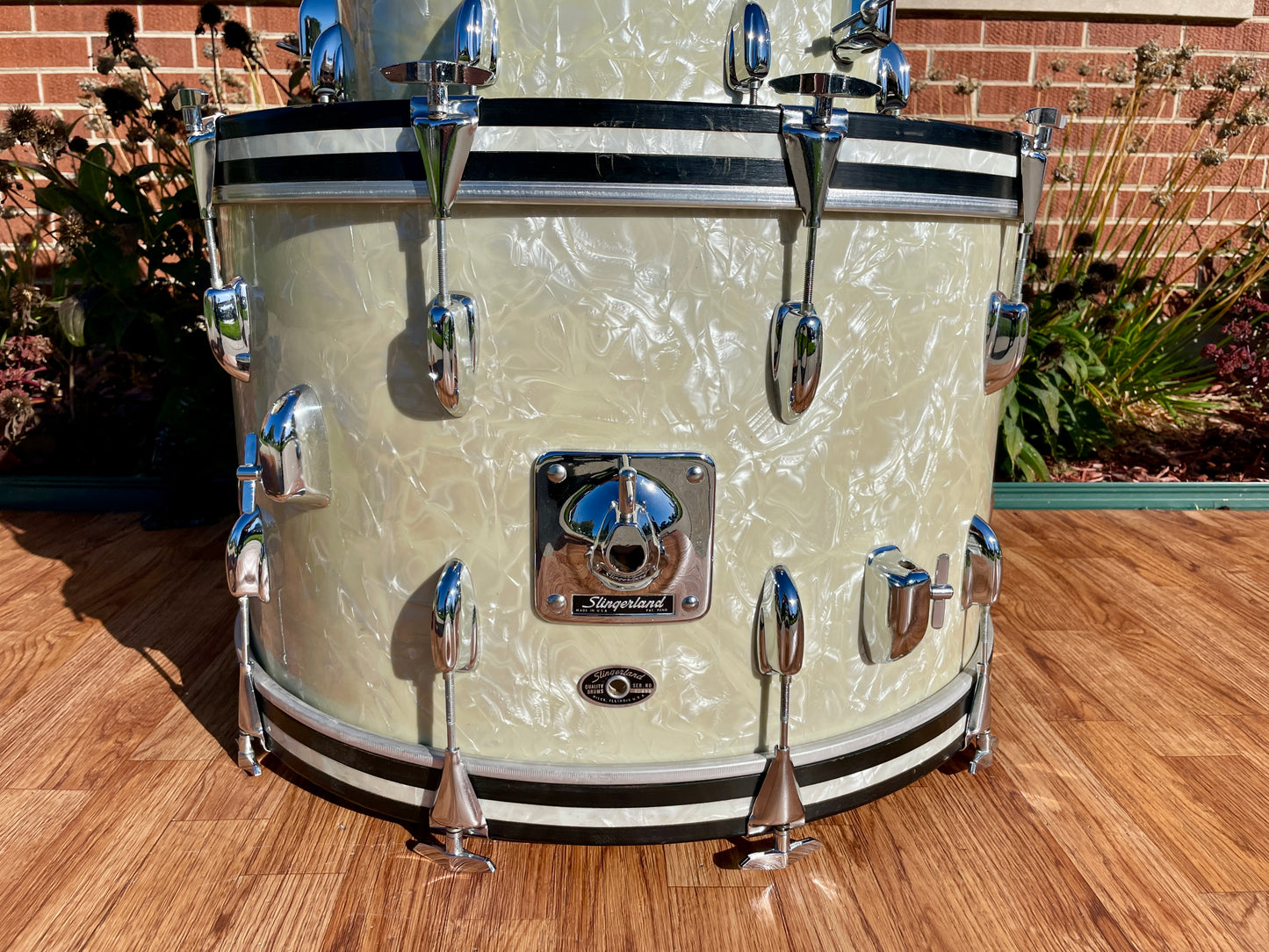 1970s Slingerland Buddy Rich Deluxe Outfit Drum Set White Marine Pearl 24/13/16