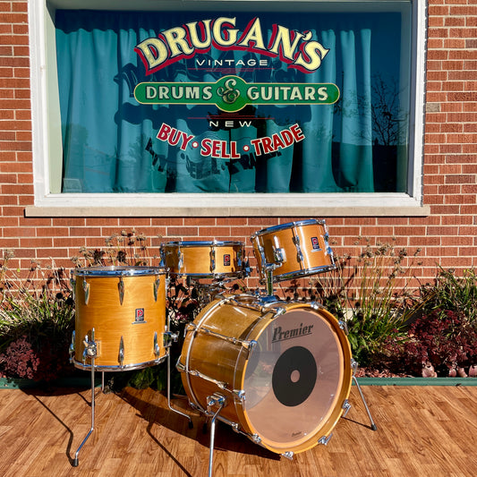 1970s Premier Resonator Drum Set Super Birchwood Natural 20/12/14 w/ 5.5x14 Snare