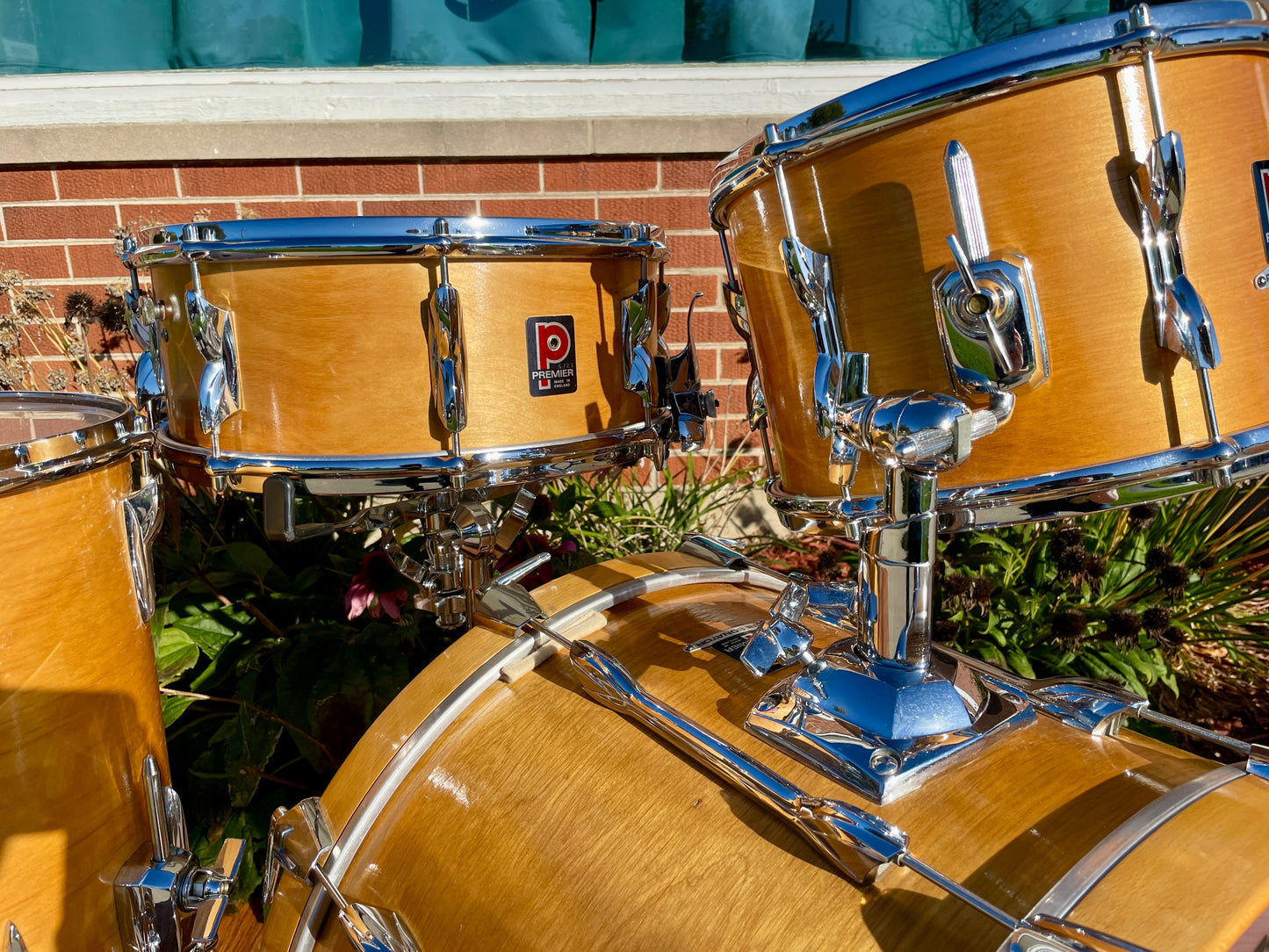 1970s Premier Resonator Drum Set Super Birchwood Natural 20/12/14 w/ 5.5x14 Snare