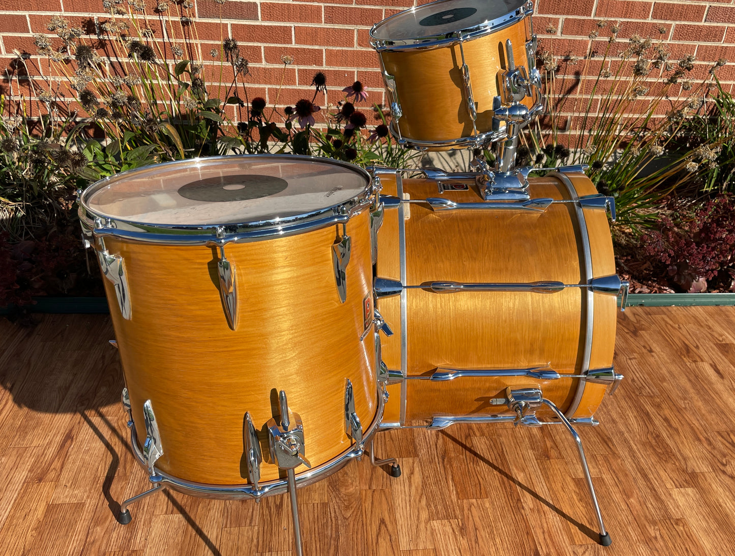 1970s Premier Resonator Drum Set Super Birchwood Natural 20/12/14 w/ 5.5x14 Snare