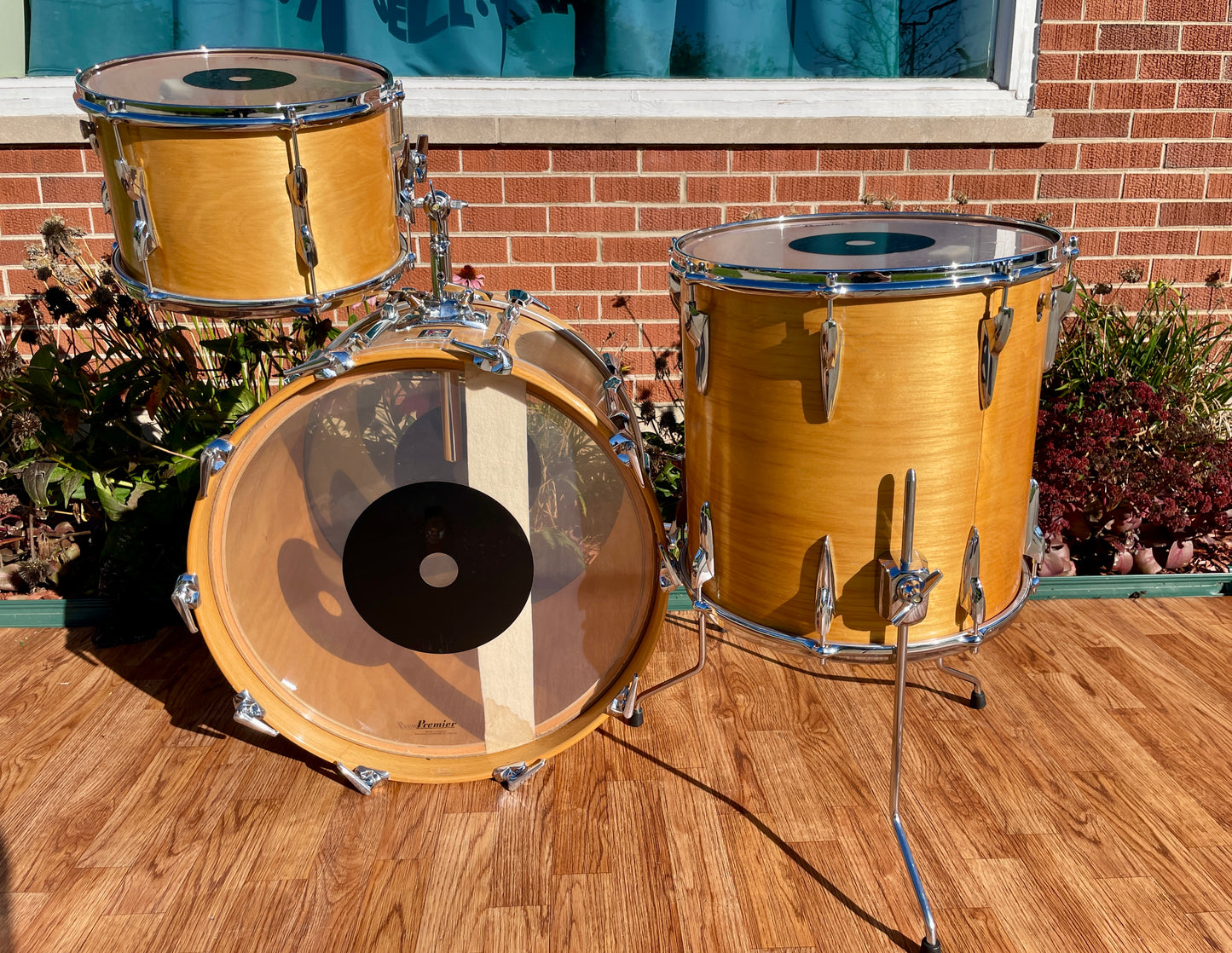 1970s Premier Resonator Drum Set Super Birchwood Natural 20/12/14 w/ 5.5x14 Snare