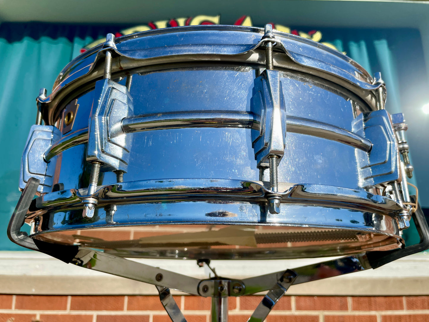 1960s Ludwig 5x14 Pre-Serial Super 400 Supraphonic Chrome Over Brass Snare Drum COB