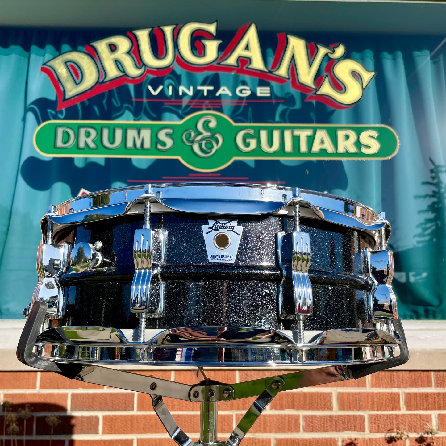 1990s Ludwig 5x14 Limited Edition of 200 Black Galaxy 10-Lug Acrolite Snare Drum Blackrolite