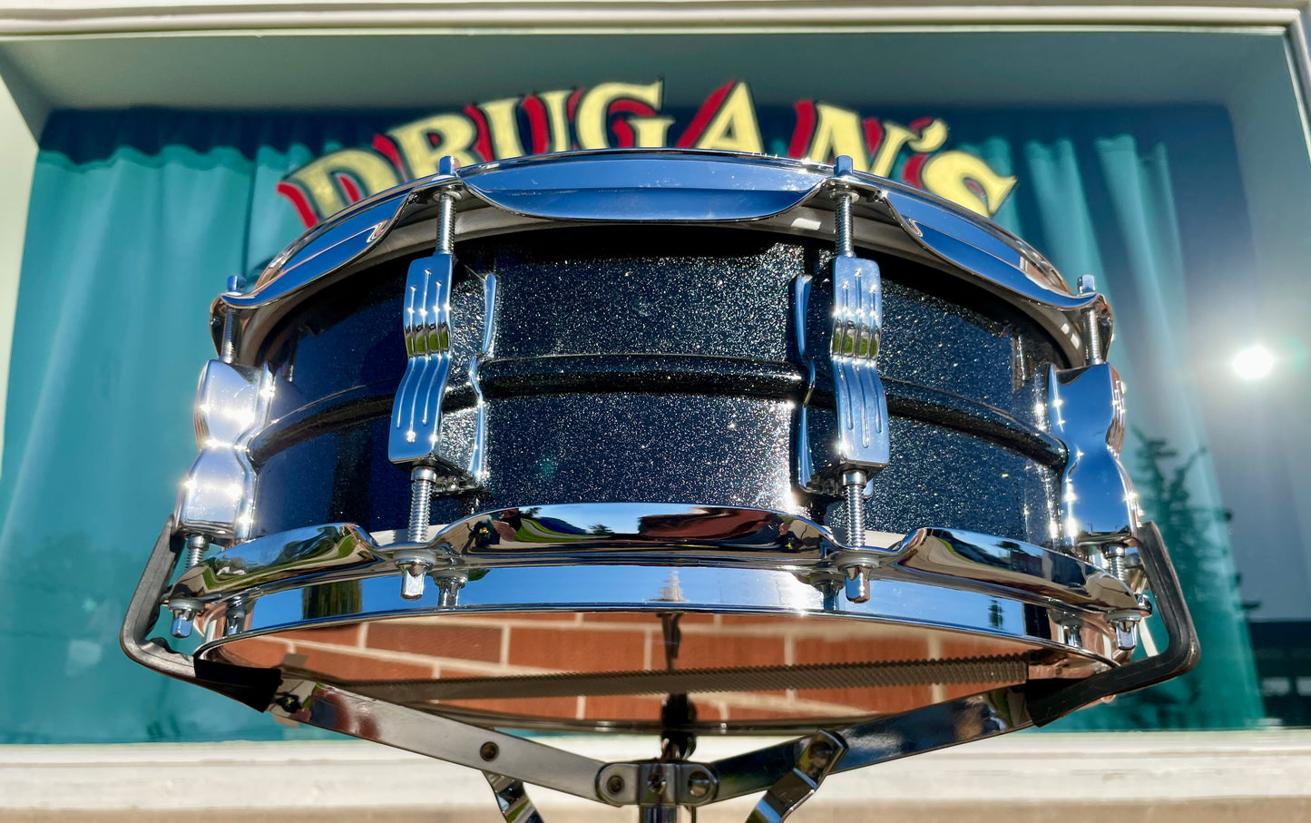 1990s Ludwig 5x14 Limited Edition of 200 Black Galaxy 10-Lug Acrolite Snare Drum Blackrolite