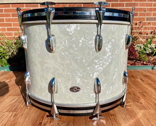 1970s Slingerland 14x22 Virgin Bass Drum White Marine Pearl