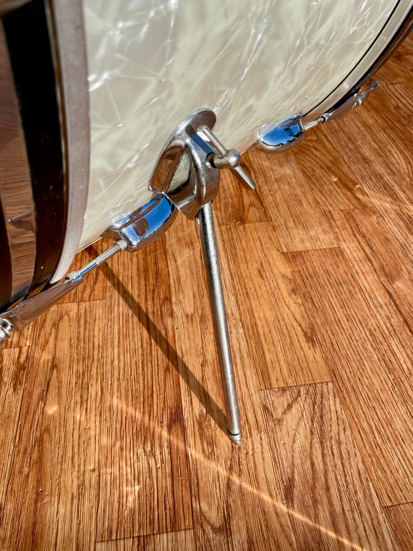 1970s Slingerland 14x22 Virgin Bass Drum White Marine Pearl