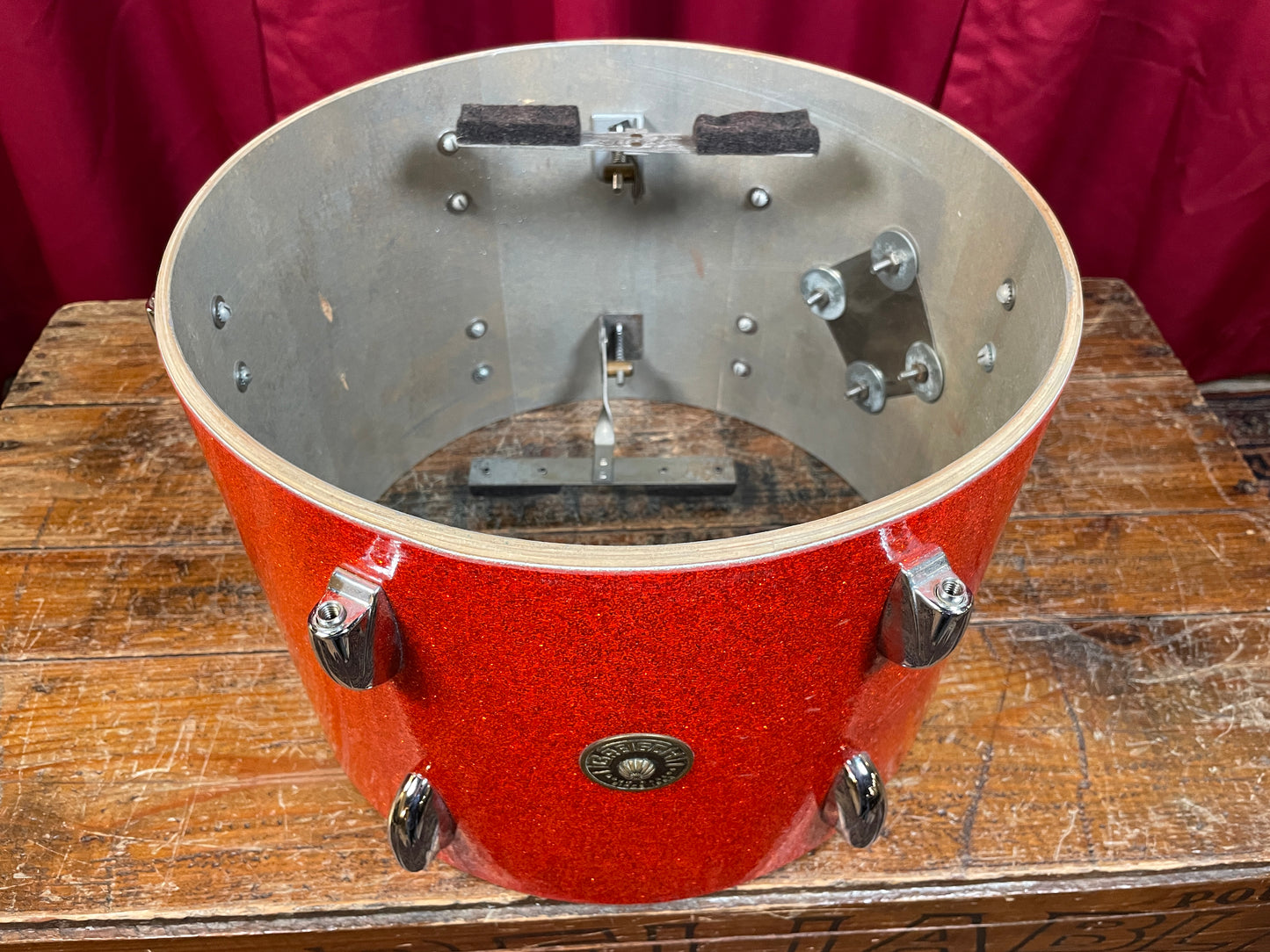 1960s Gretsch 9x13 Tom Single Drum Round Badge 6-Ply Tangerine Sparkle