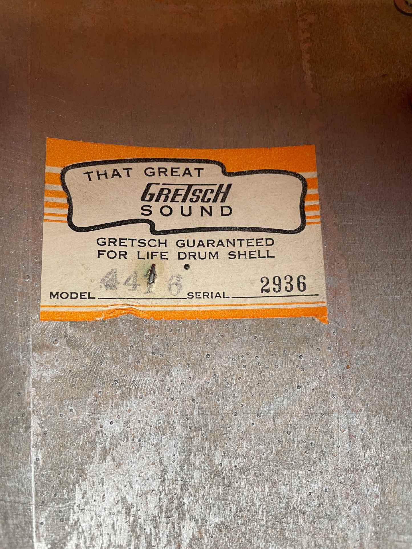 1960s Gretsch 9x13 Tom Single Drum Round Badge 6-Ply Tangerine Sparkle