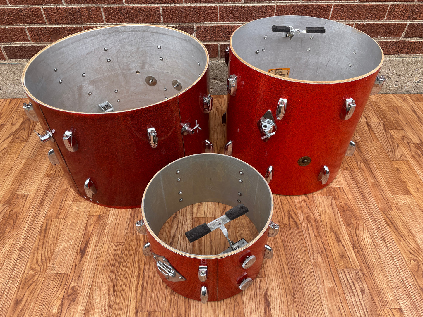 1960s Gretsch Round Badge Drum Set Tangerine Sparkle 20/12/16 w/ 5.5x14 Snare