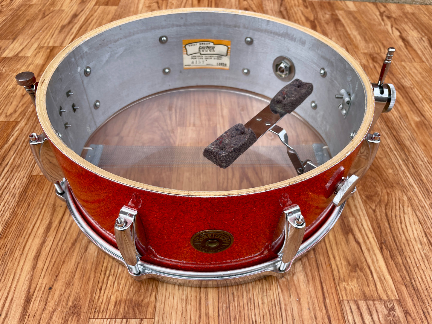 1960s Gretsch Round Badge Drum Set Tangerine Sparkle 20/12/16 w/ 5.5x14 Snare