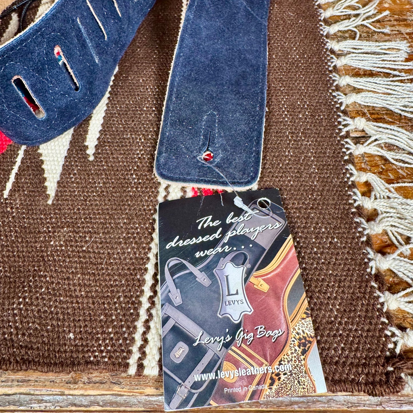 Levy's Suede Leather Guitar Strap Navy/Brown