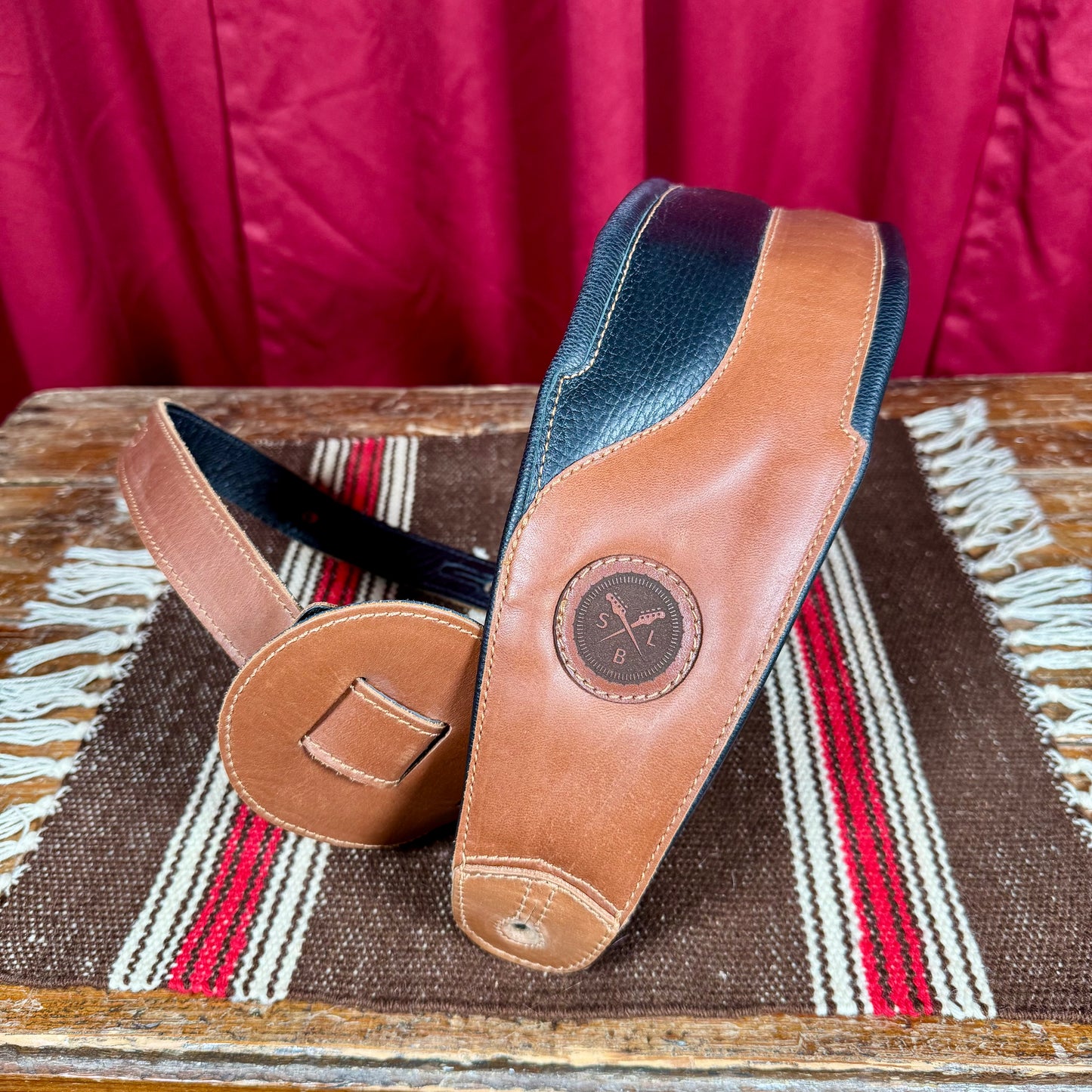 Limited Edition Scott's Bass Lesson's Premium Leather Guitar Strap Brown/Black