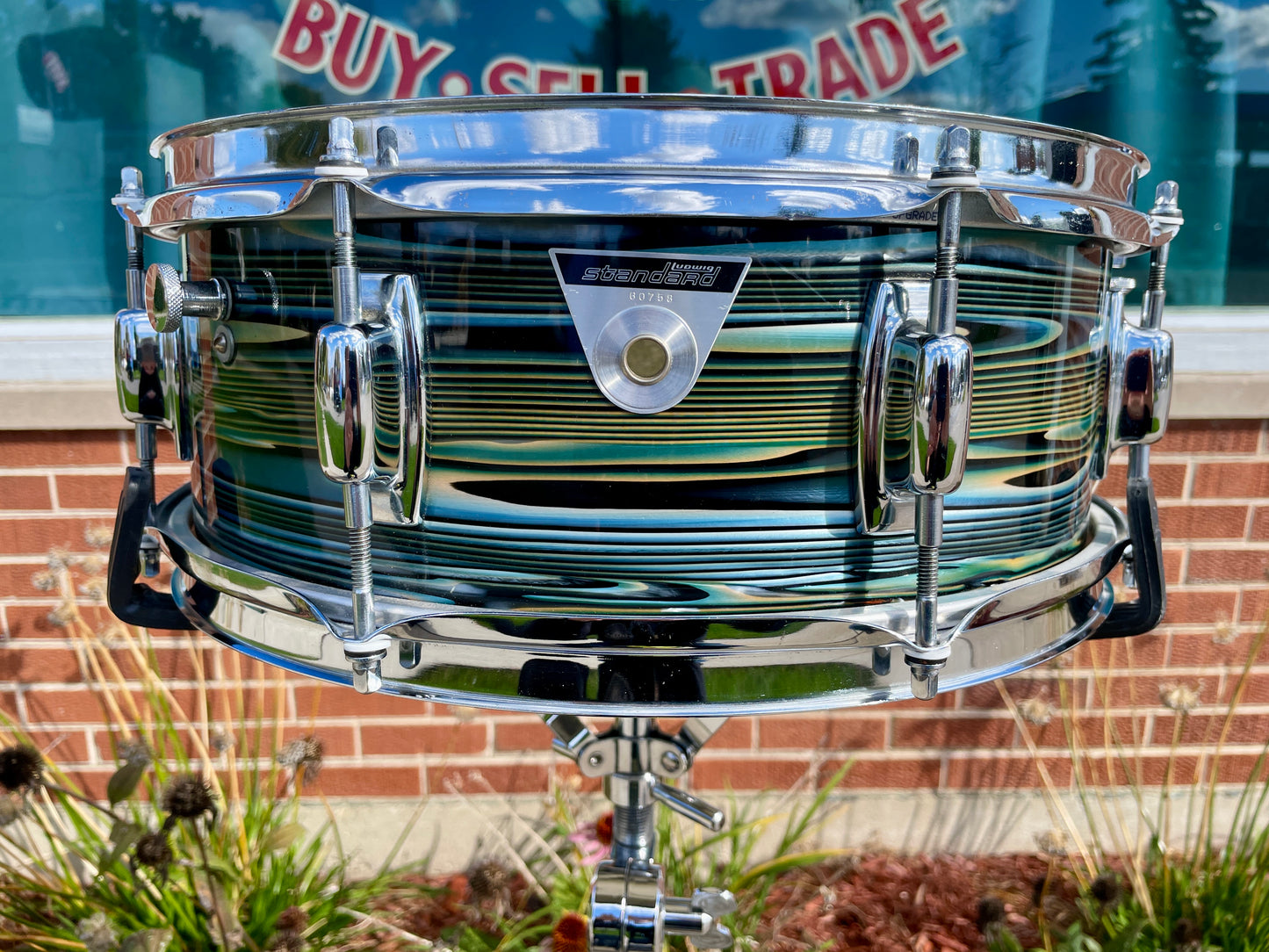 1970s Ludwig Standard 5x14 Snare Drum Blue Strata