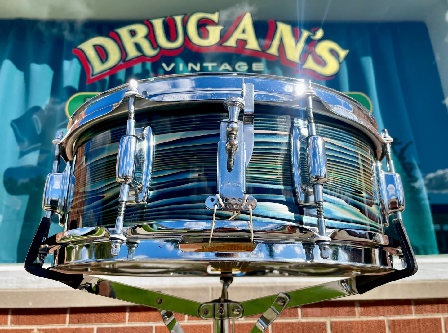 1970s Ludwig Standard 5x14 Snare Drum Blue Strata