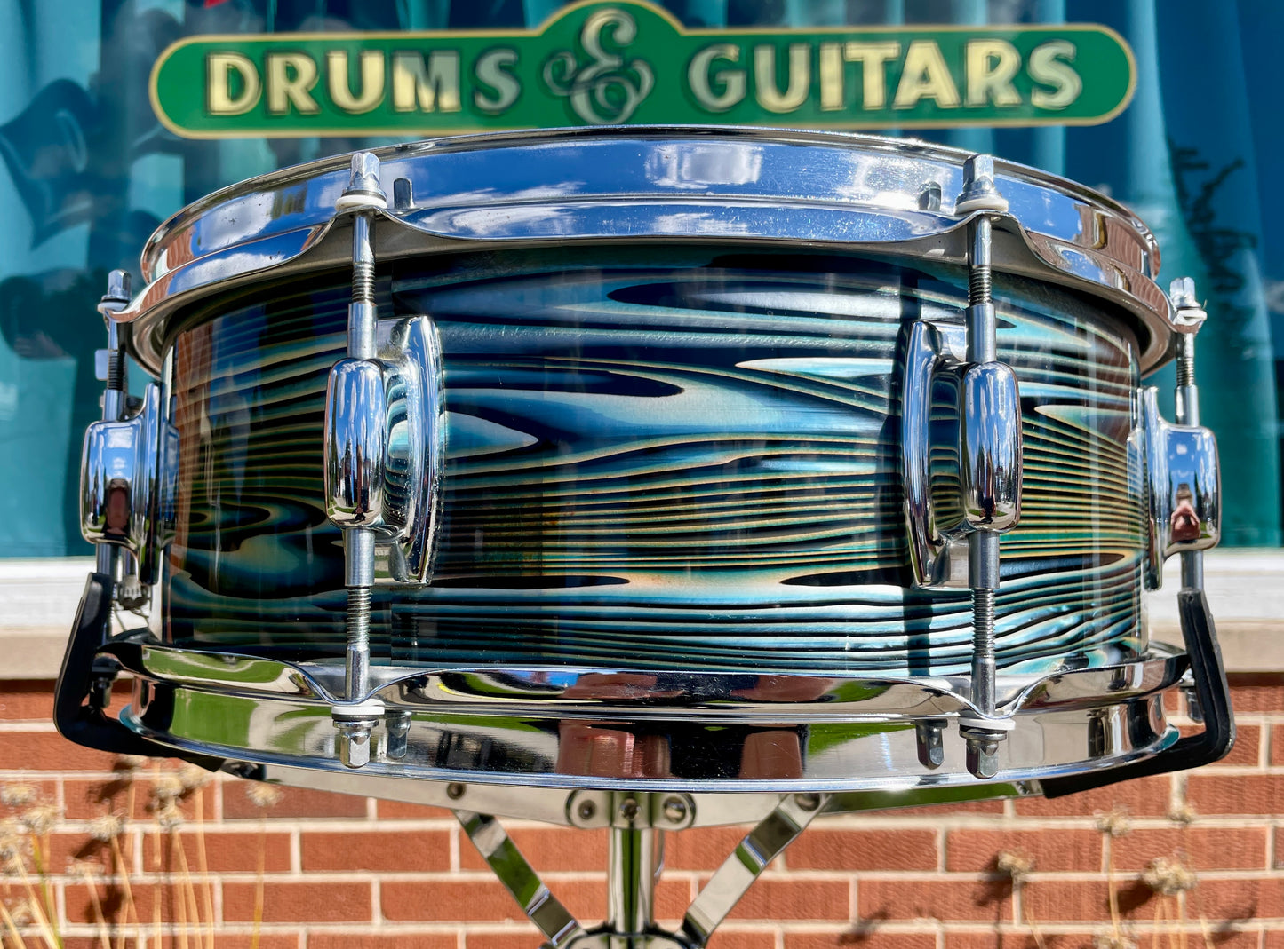 1970s Ludwig Standard 5x14 Snare Drum Blue Strata
