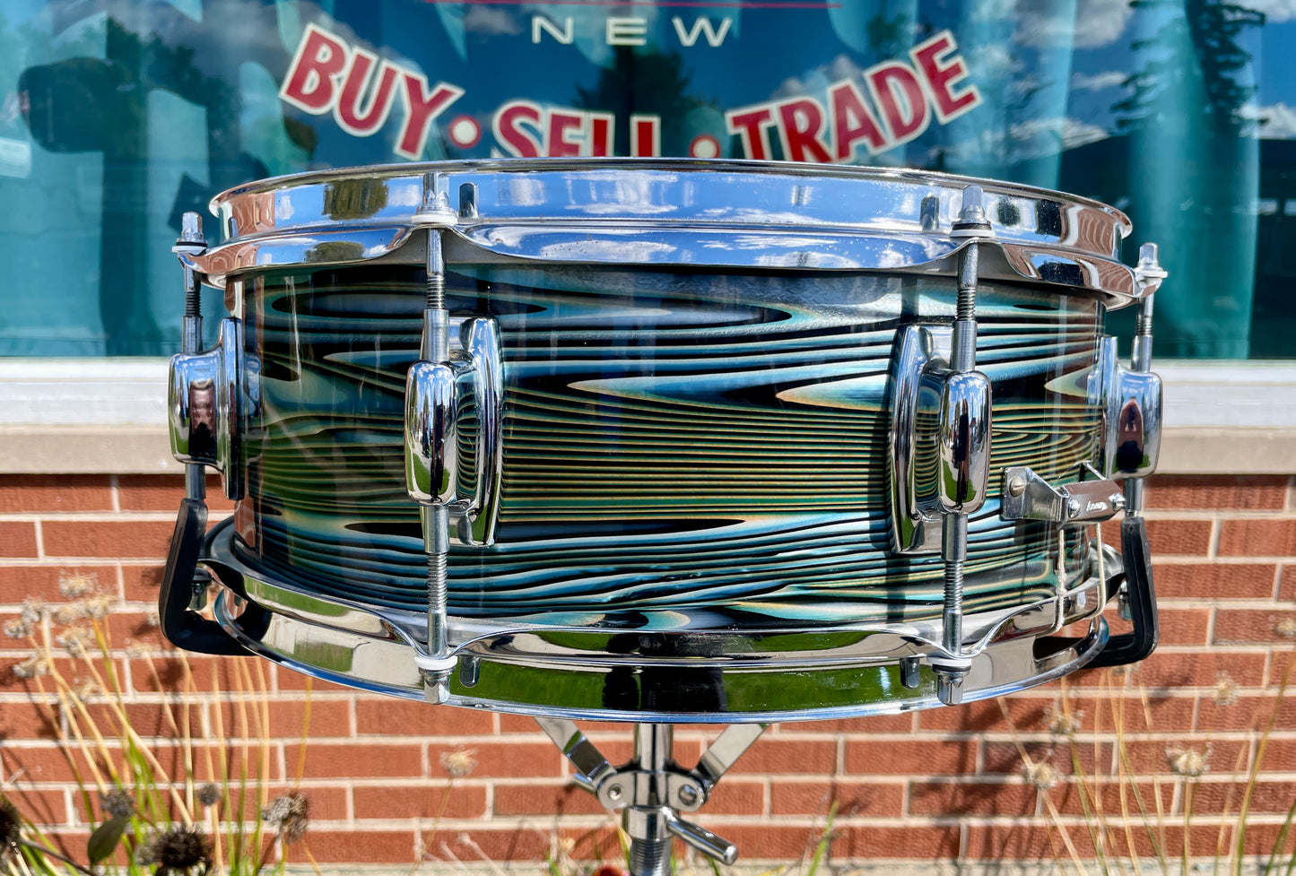 1970s Ludwig Standard 5x14 Snare Drum Blue Strata