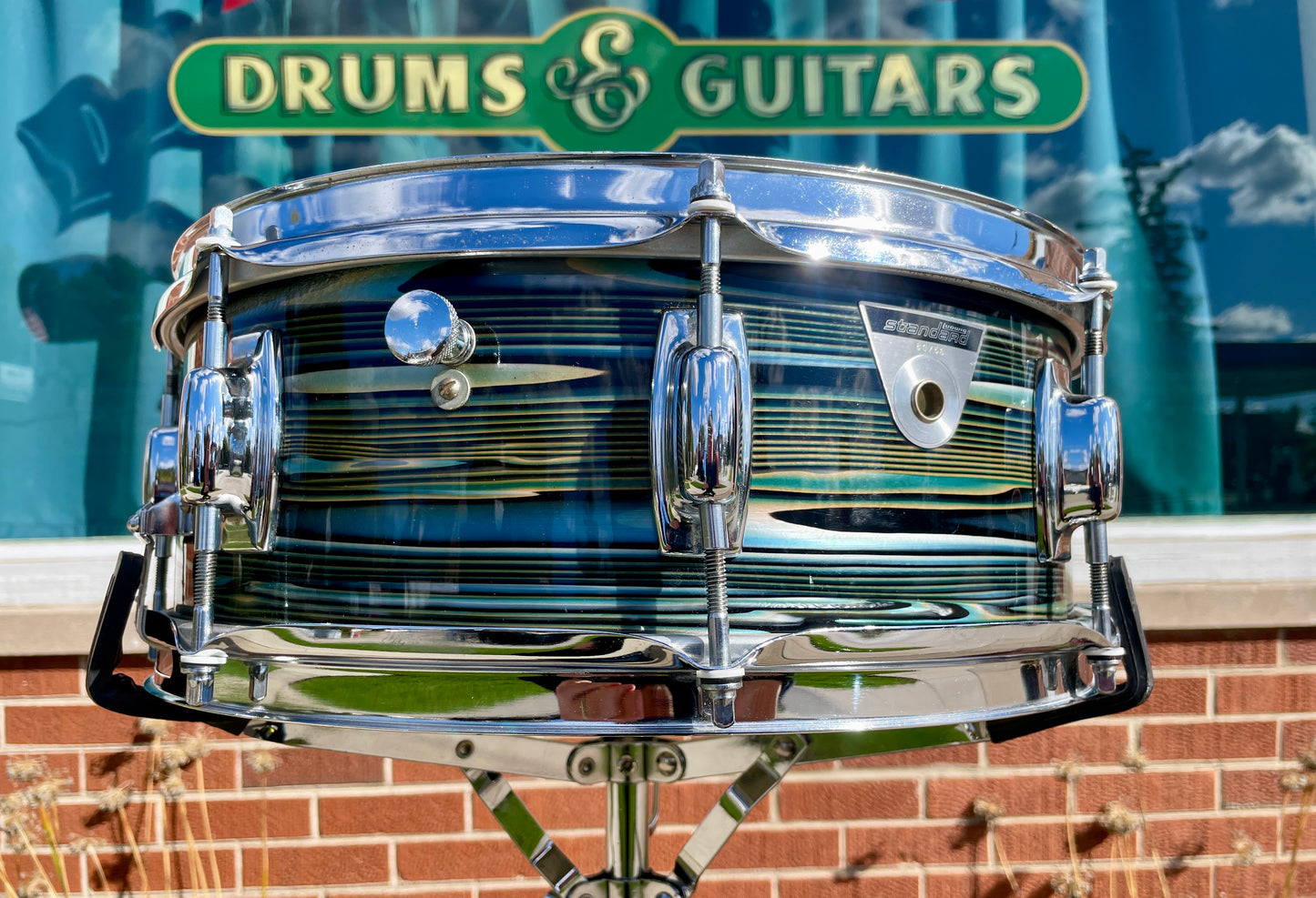 1970s Ludwig Standard 5x14 Snare Drum Blue Strata