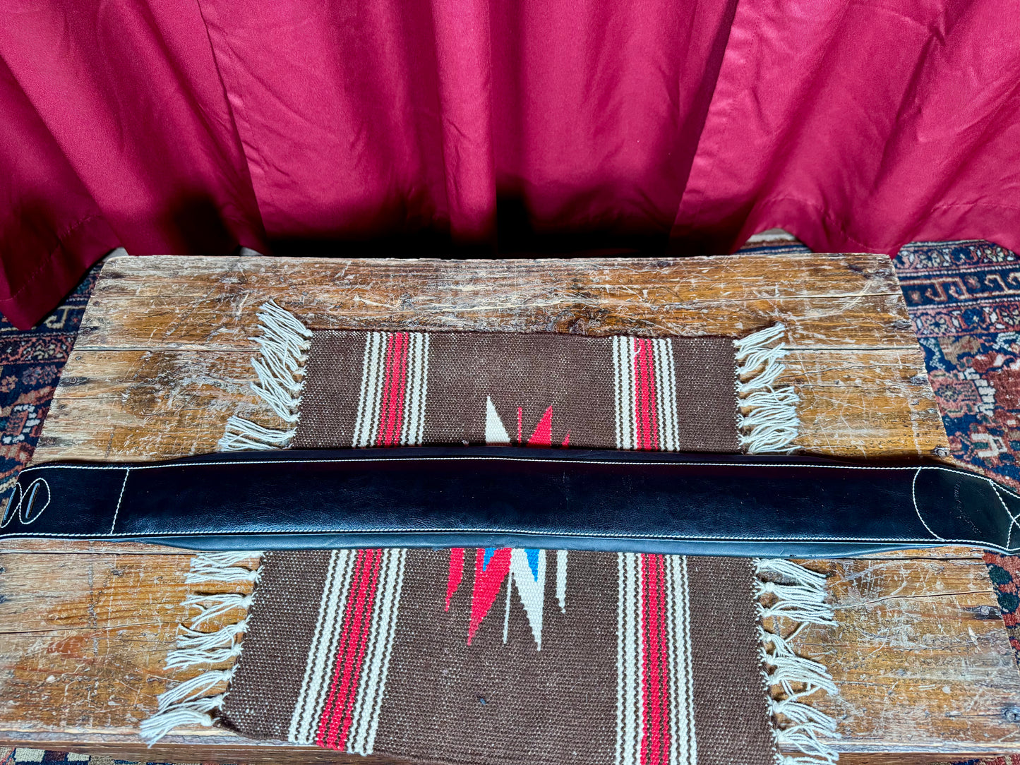 Walker & Williams Premium Leather Guitar Strap C-22-BB Double Padded Black on Black