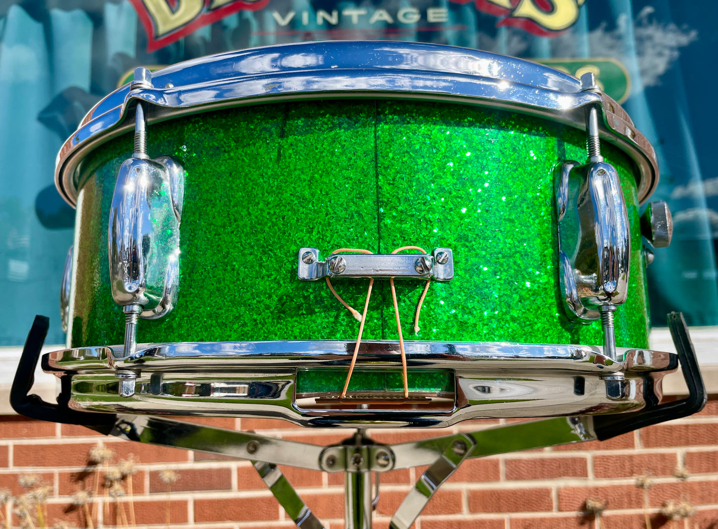 1960s Slingerland 5.5x14 Deluxe Student Model No. 161 Snare Drum Green Sparkle