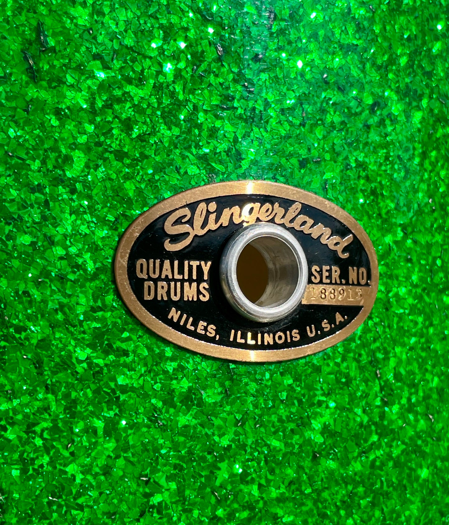 1960s Slingerland 5.5x14 Deluxe Student Model No. 161 Snare Drum Green Sparkle