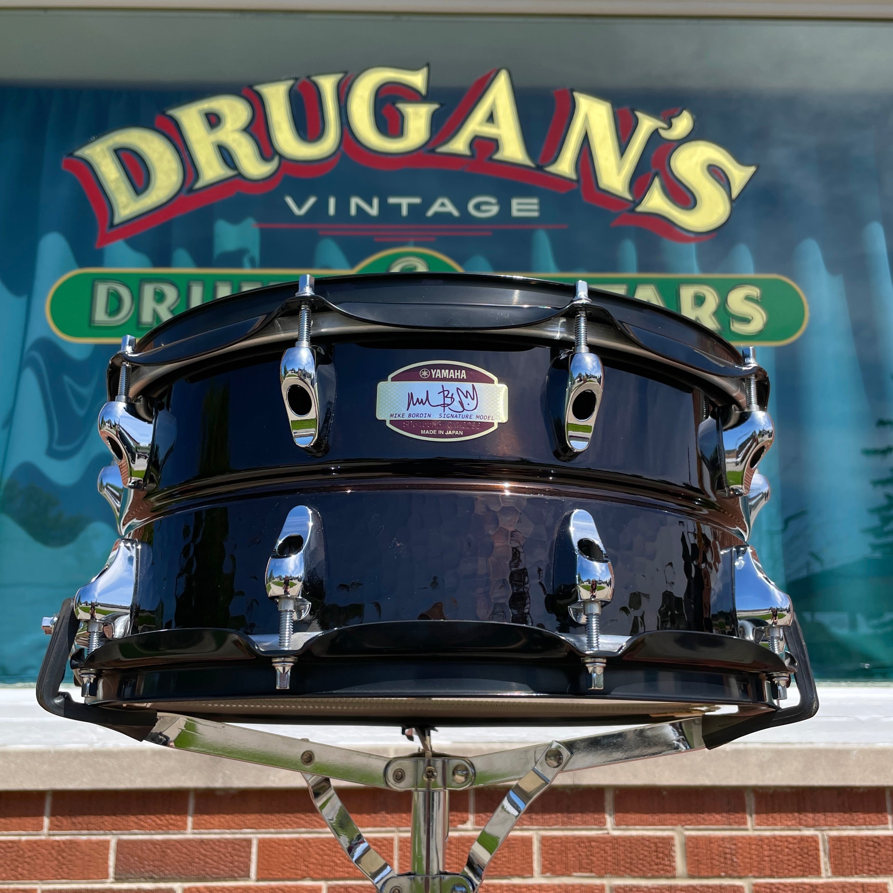 Yamaha 6.5x14 Mike Bordin Signature Half Hammered Snare Drum Black SD6 Drugan s Drums Guitars